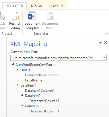 Screenshot of the XML Mapping Pane Overview.